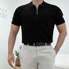 Summer Zipper POLO Shirt Lapel Sports Short Sleeve Solid Color Fitness Instructor Training Slim Quick Dry T-shirt Workwear Men