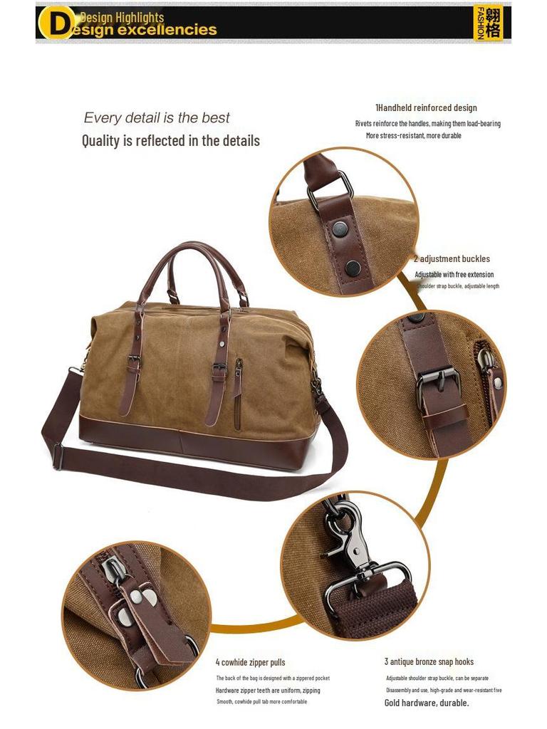 Stylowa Torba Podróżna Unisex Płócienna o Dużej Pojemności - 3 w 1: na Ramię, Crossbody i do Ręki