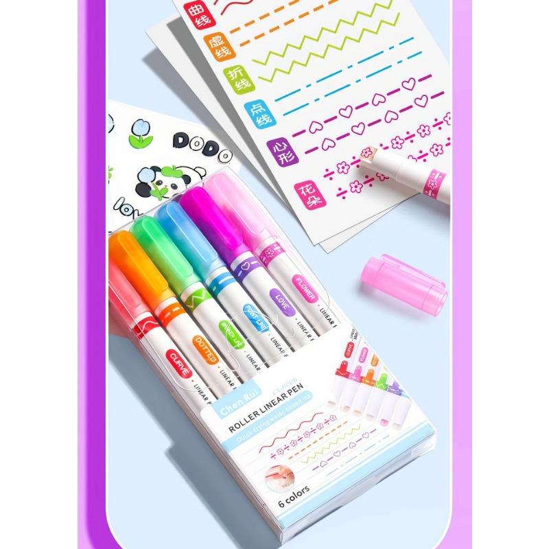 Creative Pattern Curve Highlighter Pens For Student Journal Hand Account Marking