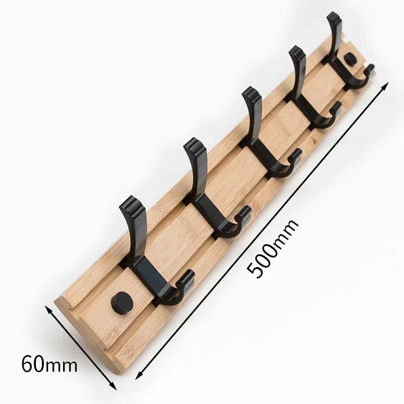 Creative Adjustable Bamboo Coat Hanging Rack Wall Mounted Bathroom Clothes Hats Aluminium Alloy Hooks Home Storage