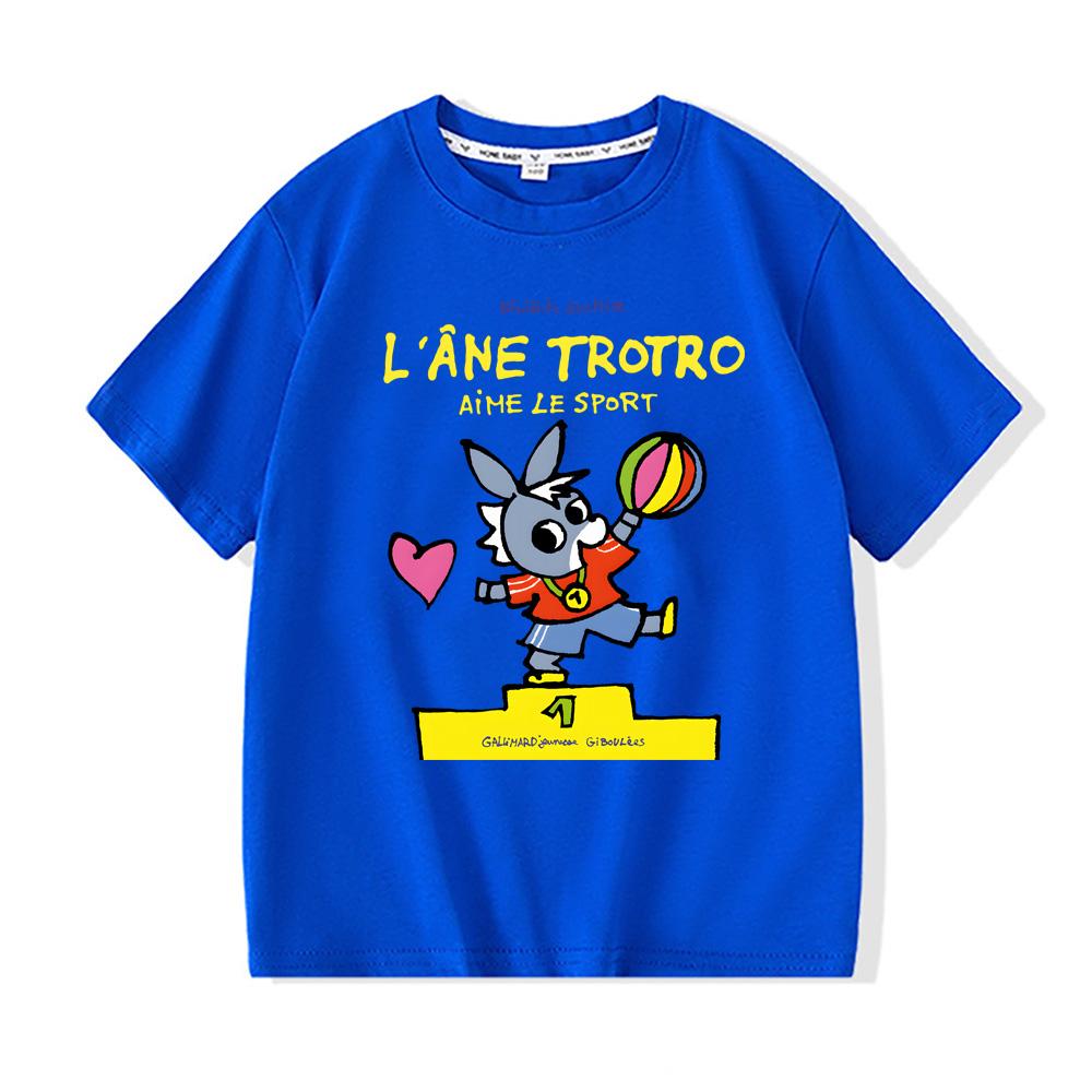 

Lane Trotro TV 100%Cotton T-shirts Children Boysgirls Short Sleeve Breathable Tops Kawaii Kids Summer High Quality Tshirts Tee 110 синій