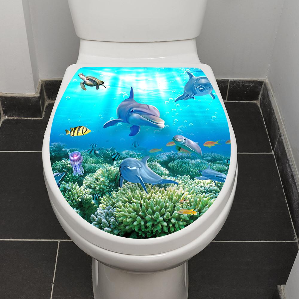 Klebe-Wandaufkleber für Badezimmer und Toilettendeckel, Heimdekoration One Size blue