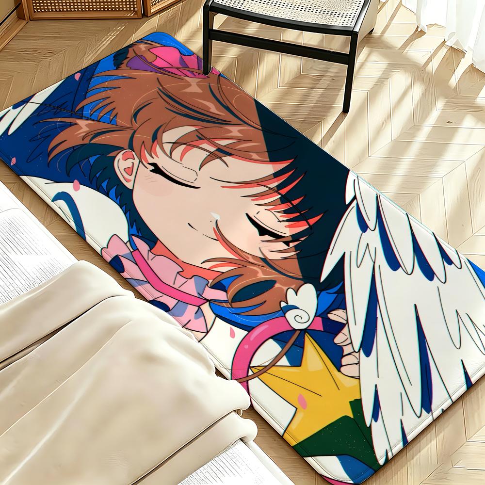 Anime M-Magical S-Sakura Floor Mat Soft Flannel Floor Mat Suitable for Entryways, Living Rooms, Bedrooms, and Bathrooms