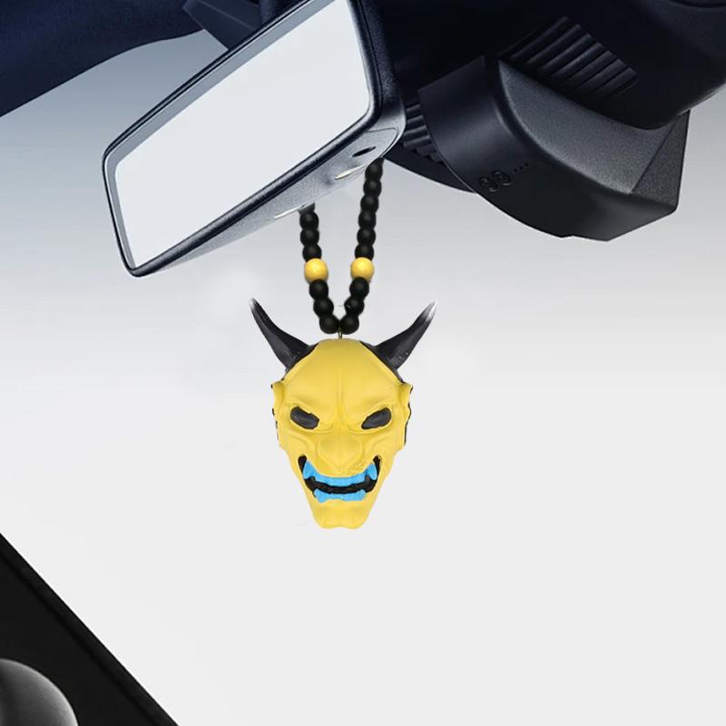 1Pc Hannya Helmet Car Accessories Charm Rear View Mirror Samurai Auto Ornament Japanese Oni Hanging Pendant