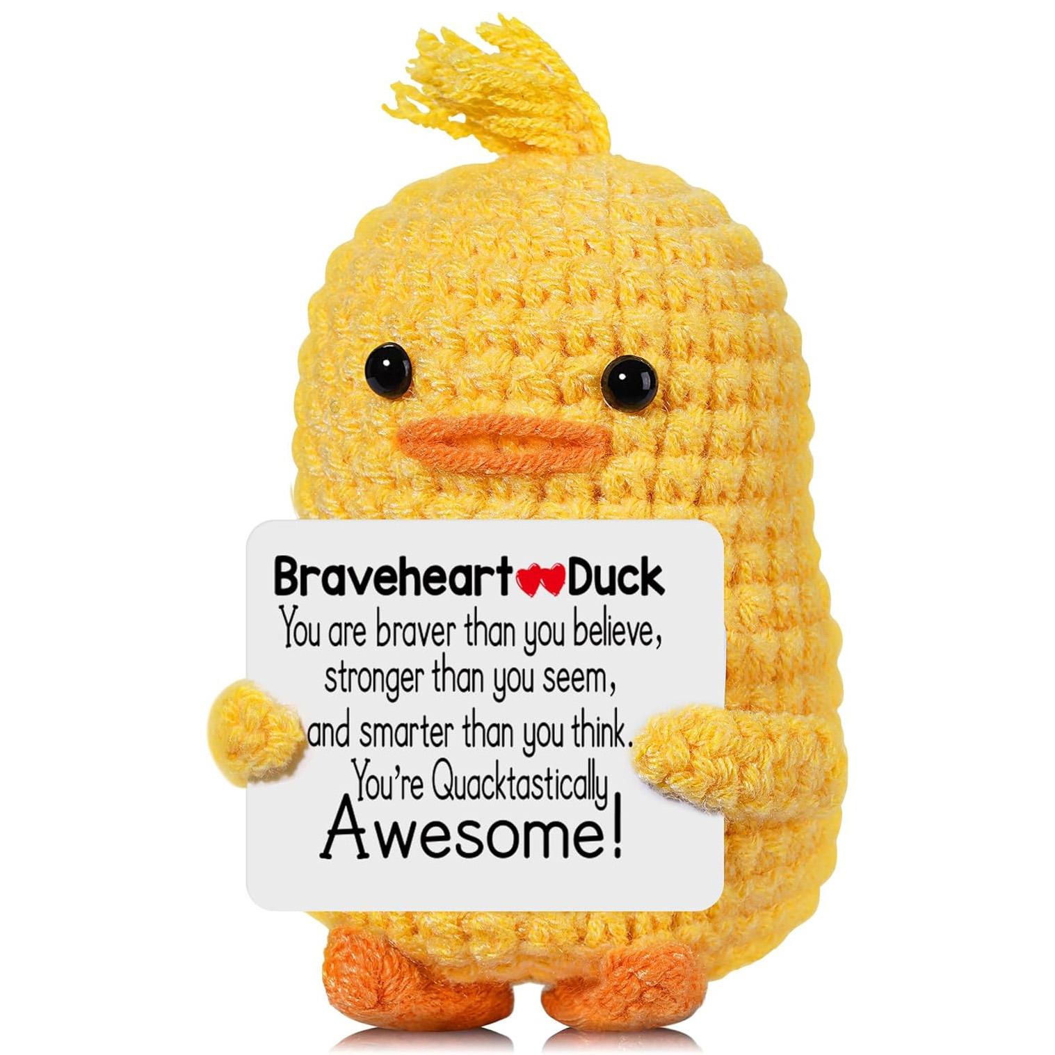 

Latest Playful Emotional Support Positive Crochet Duck Doll Christmas Household Decoration Handmade Knitted Duck Desktop Ornament Gifts