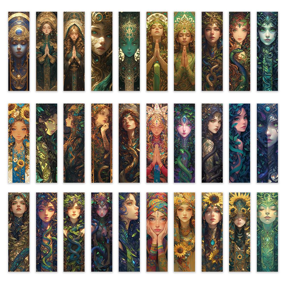 

32pcs Mythology Series Bookmarks, Back to School Season, Christmas, Halloween, Teachers, Suitable for Readers and Birthday Gifts