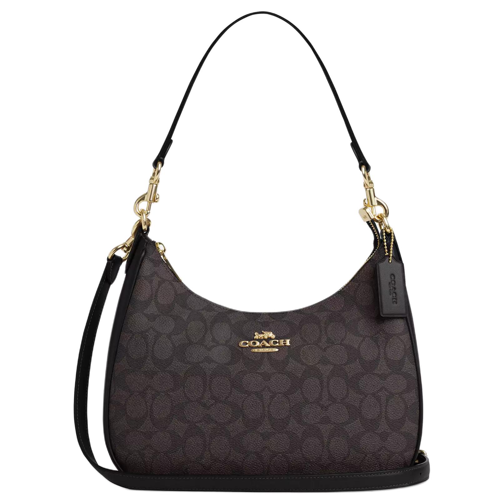 

Coach Teri Signature 29 Logo Zip Closure Coated Canvas Crossbody Shoulder Bag Large Women bags Black CV940-IMXAQ Basic Set (Bag+Dust Bag)