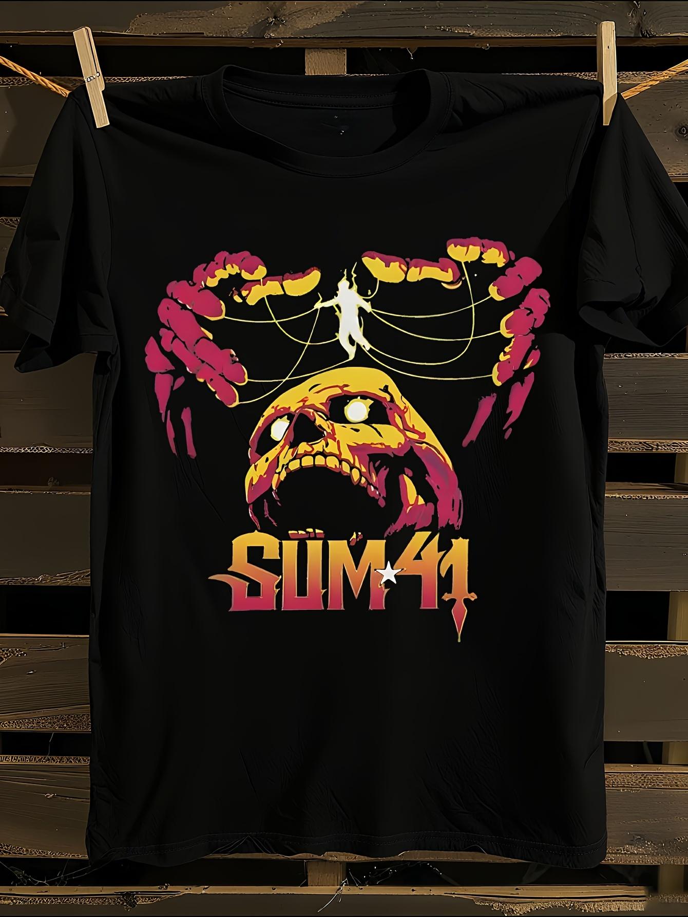 Vintage Sum 41 Band Logo and String Skull T-shirt S