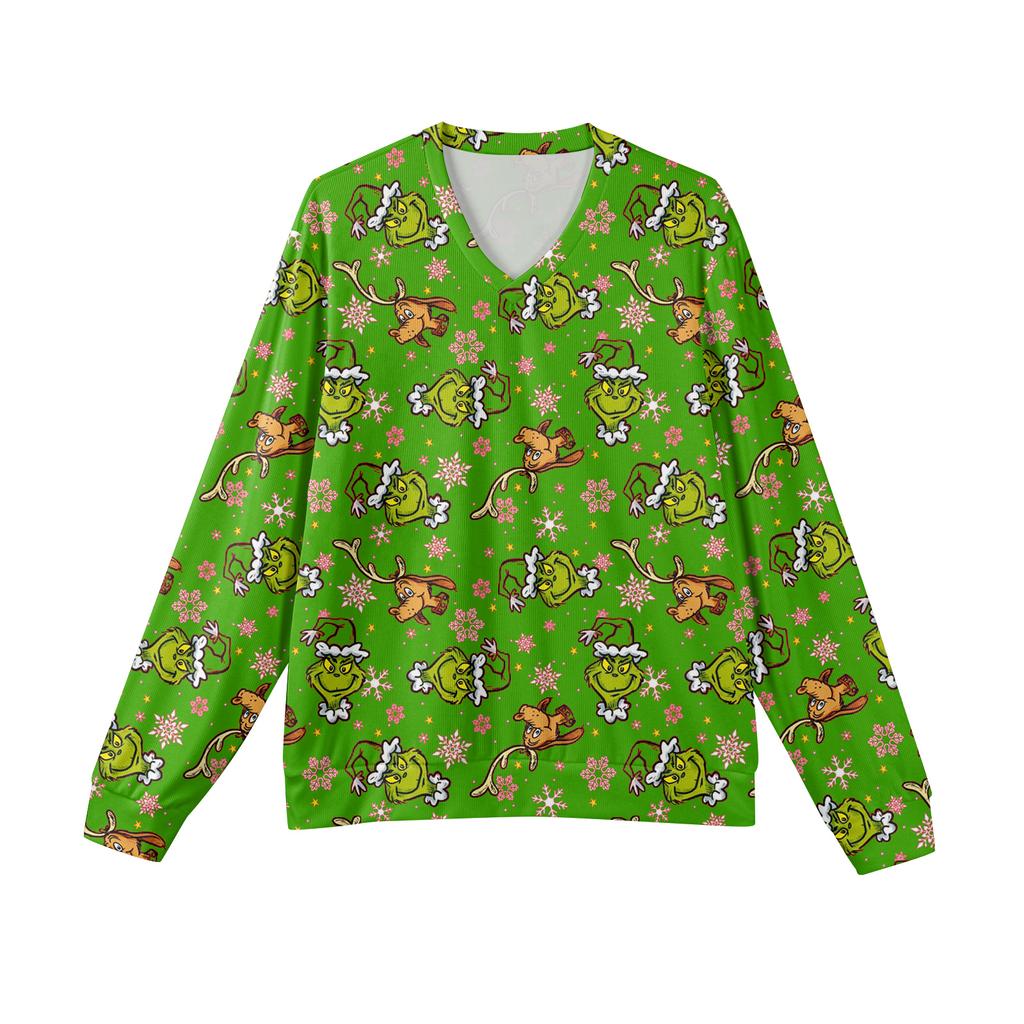 Herren V-Ausschnitt Langarm Rippstrick Pullover