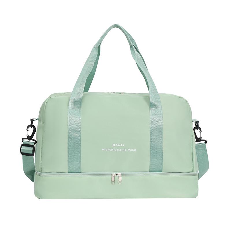 Versatile Canvas Travel and Sports Bag with Wet/Dry Compartments, Large Capacity, Single Shoulder, and Crossbody Features.