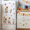 Mfault Fall Watercolor Sunflower Window Clings 4 Sheets, Autumn Flower Maple Leaves Butterfly Stickers Decals Decorations, Floral Farmhouse Home