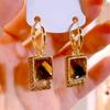 New Exquisite Geometric Brown Zircon Earrings for Women Fashionable Personalized Daily Accessories Party Jewelry Birthday Gifts