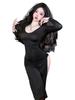 New Sexy Mesh Lace Sheer Long Dress V Neck Sweet Tops Slit Dress Pure Desire Uniform Sleeping Clothes  Dress Elegant 1E4K
