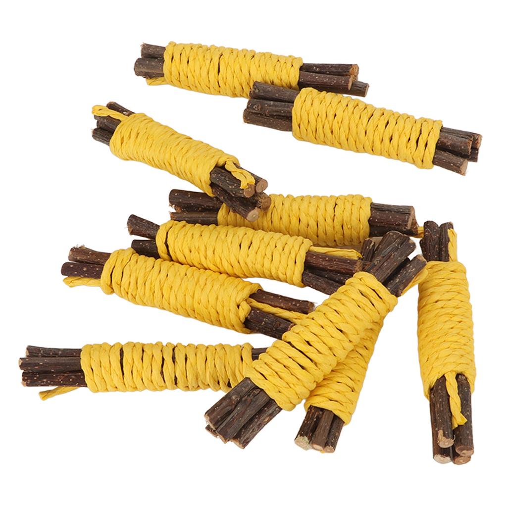 10Pcs Hamster Chew Sticks Apple Branches and Paper Rope Woven Wooden Hamster Bite Toys for Rabbit Hamster Chinchilla