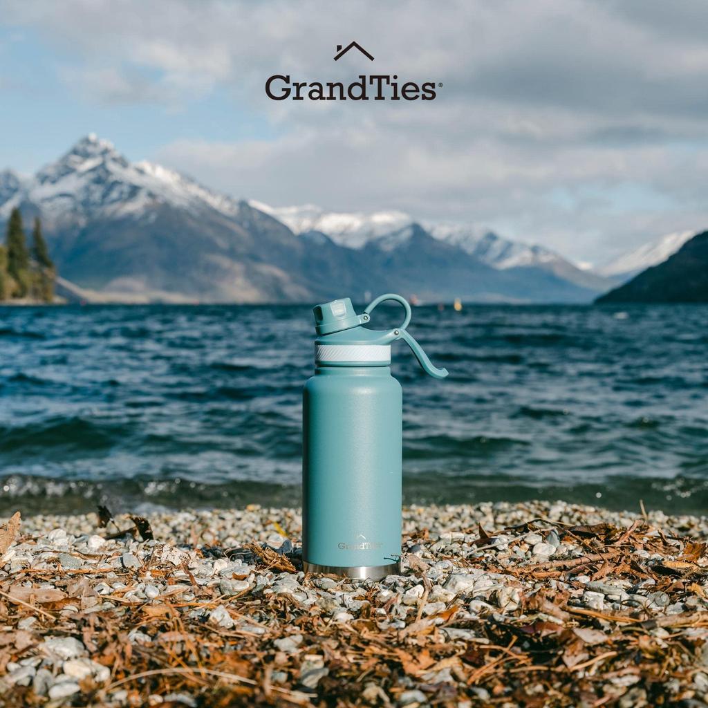 GRANDTIES Premium Vacuum Insulated Stainless Steel Wide Mouth Water Bottle, 946ml, Available In 9 Colors, Includes Two Lids & Easy-to-Clean Large