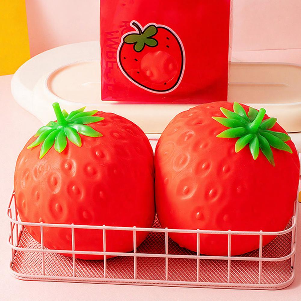 Realistic Strawberry Squeeze Toy Slow Rising Tpr Fruit Stress Ball Super Soft Strawberry Fidget Toy For Anxiety Relief