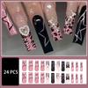Pink Black False Nails with Star Printed Charming Comfortable To Wear Manicure Nails for Women and Girl Nail Salon