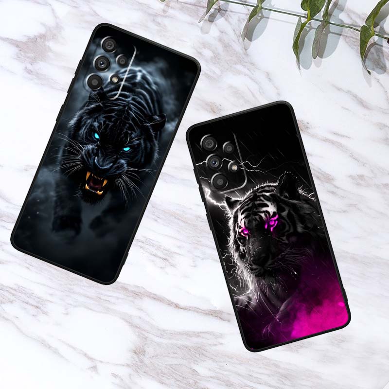 Löwe Bär Katze Cool Für Samsung A73 A72 A71 A55 A54 A53 A52 A51 A13 A22 A16 A15 A12 A14 A26 A07 5G Schwarze Handyhülle