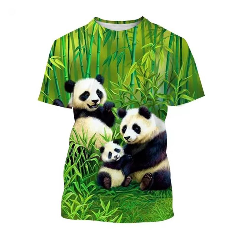 Summer Hot Selling Fashion 3D Printed T-shirt Cute Panda Design Casual Short Sleeved Comfortable Top