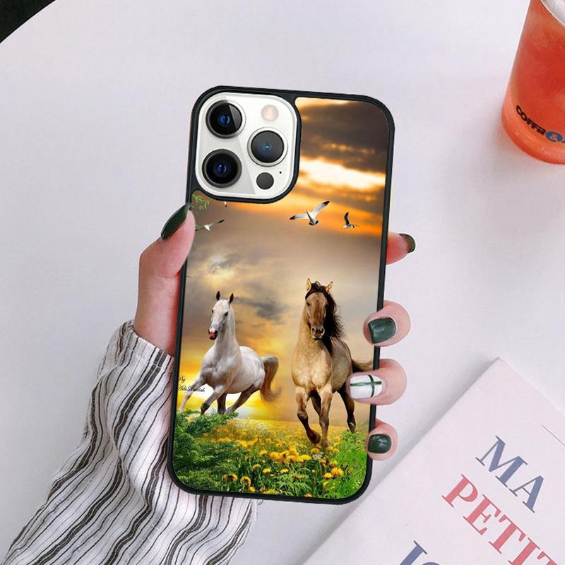 Horses Running Phone Case For iPhone 17 Air 14 13 12 16Pro Max 15  Plus Cover Shell Max Coque