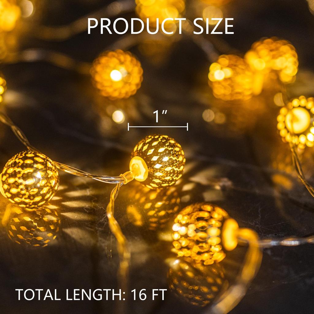 Blendende lyslenker, 20 LED 16-fots solcellelys, med 8 moduser, vanntett for innendørs og utendørs juletrær hjemme
