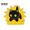 Anti-rust Brooch Pin Zinc Alloy Pin, Cartoon Black Cat Shape Lapel Baking Paint Wear-resistant Animal Badge with Stable Buckle Pins for Clothes