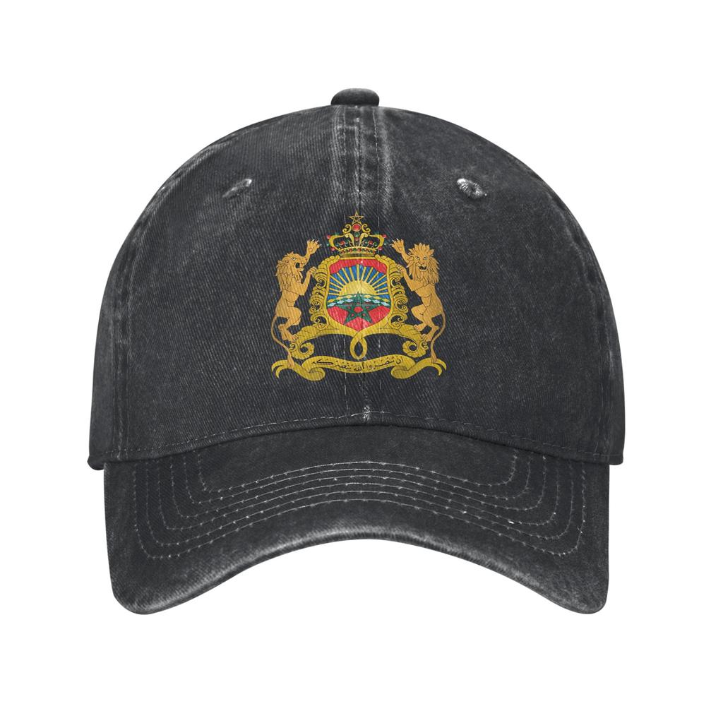 Men Women Coat of Arms of Morocco  Printed Hat Casual Distressed Washed  Baseball Cap Adjustable