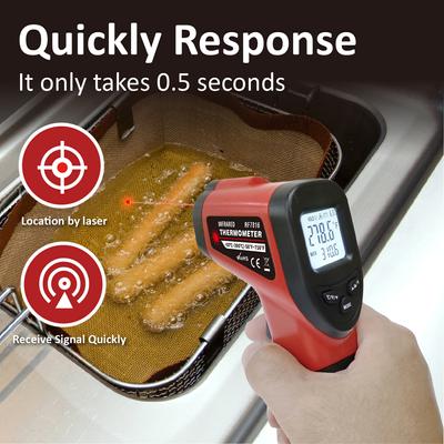 Dijital Termometre Temassız Endüstriyel Kızılötesi Lazer LCD Renkli Ekran Mutfak Termometresi Sıcaklık Tabancası Test Cihazı-50-380