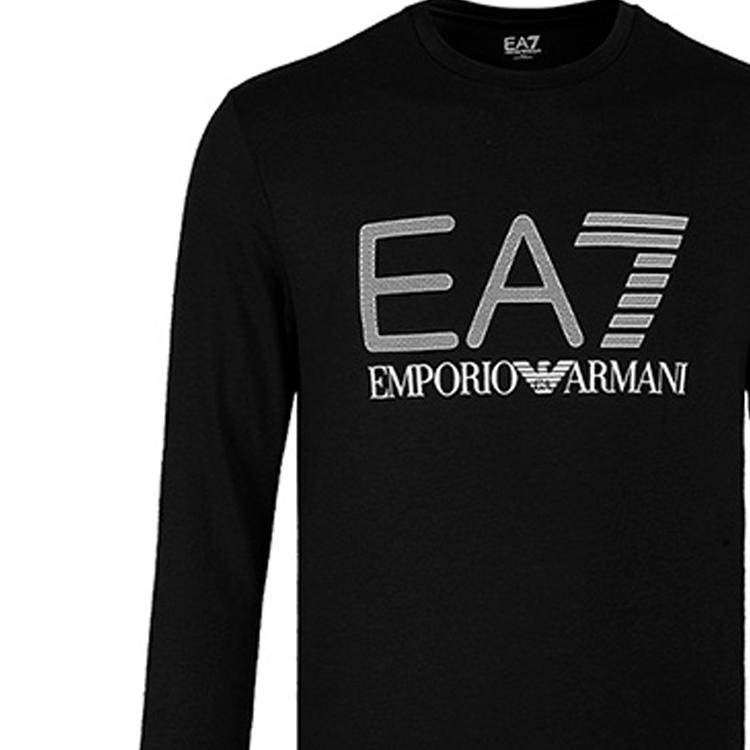 Emporio Armani EA7 FW21 Letter Round Neck Long Sleeve T-Shirt Men Tops Black 3KPT64-PJ03Z-1200