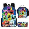 Smiling Critters Cartoon Backpack Shoulder Bag Pencil Case 3-Piece Set, Kids School Bookbag