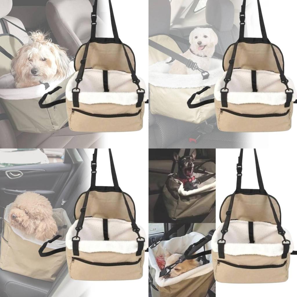 Beige Dog Car Travel Seat Carrier Bag Breathable And Comfortable Pet Hammock