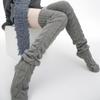 Autumn And Winter Knee Stacking Socks Children'S Knitted Wool Warm Long High Tube Socks Mesh Hollow Non-Slip Vertical Pattern Thigh Socks