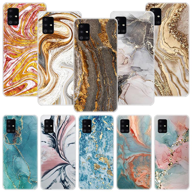 Fashion Gold Pink Geometric Marble Phone Case For Samsung Galaxy A52 A32 A22 A12 A02S A50S A30S A51 A31 AA71 Note 20 Ultra 10 S1