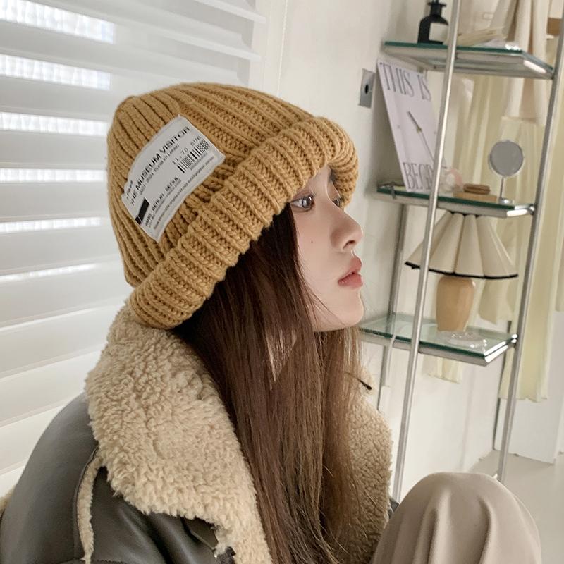 

Hat women s autumn and winter trendy wool hat fashionable warm versatile cold hat loose big head circumference showing face small knitted hat men Adult (56-58cm) чорний
