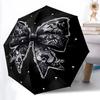1pc Black Lace Bow Automatic Opening and Closing Folding Umbrella with 8 Iron Ribs - Portable, Foldable for Travel Yy251124173