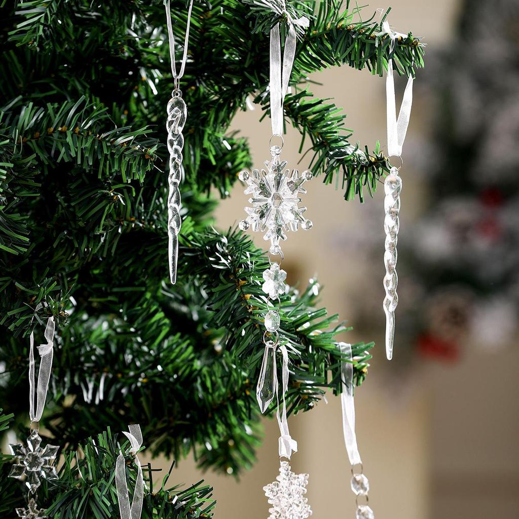 10-Piece Set: Transparent Acrylic Snowflake Icicle Christmas Decorations