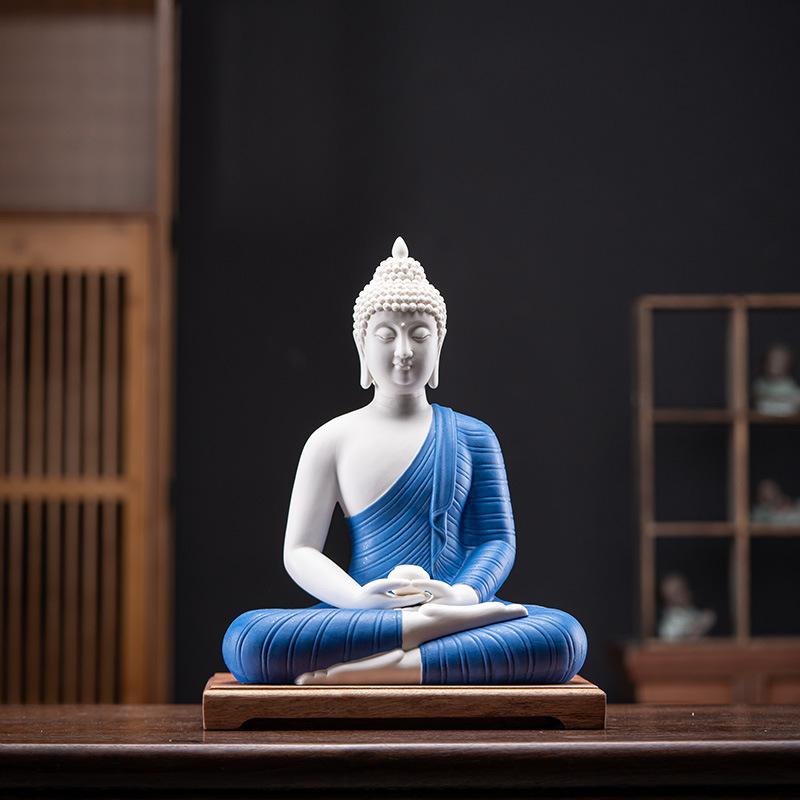 Statua Buddy Budda Tathagata Figurka Budda Siakjamuni Duża Statua Buddy Lampa Ceramiczna Krąg Dostosowana Do Kadzidła Ganek Dekoracja Domu