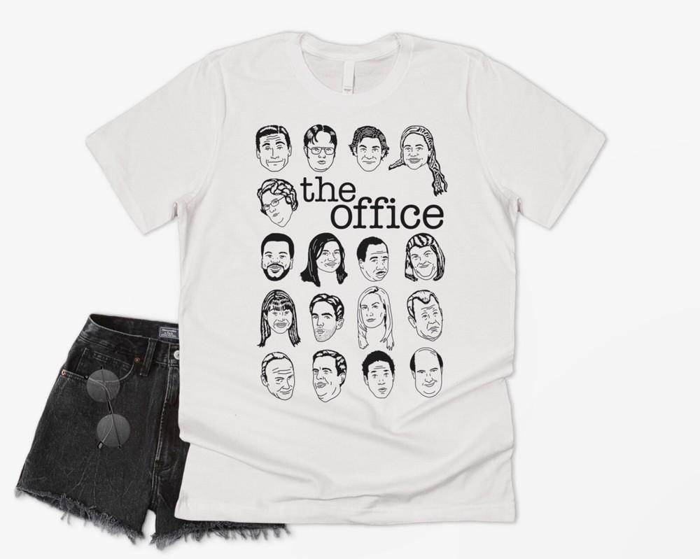 

The US Office Characters Faces T-shirt Tee Dwight Schrute Michael Scott Halpert XL