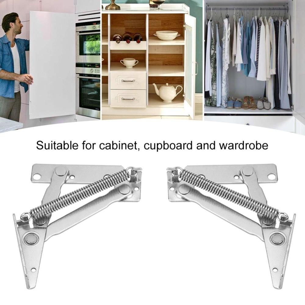 2 Pieces Lid Support 80 Degree Spring Hinges Silver Heavy Duty Folding Lifting Bracket Sofa Hinge Lifters Sofa Bed