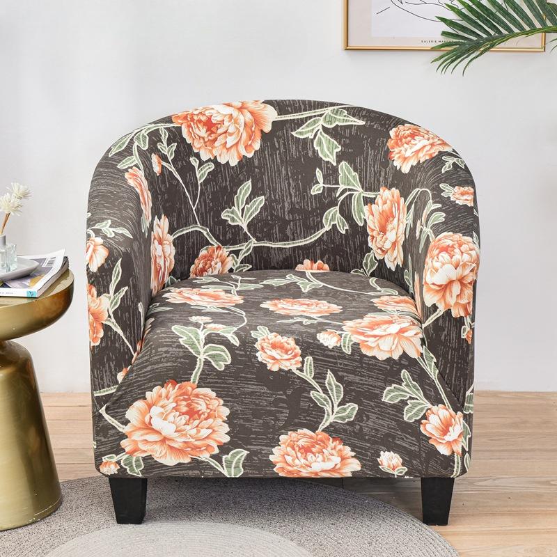 Elastic Full Package Semi-circular Bathtub Small Single Person Sofa Cover, Internet Cafe Coffee Shop Wine Room Print Cover