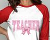 Teacher Shirt: Pink Bow Graphic, Trendy Teacher Top