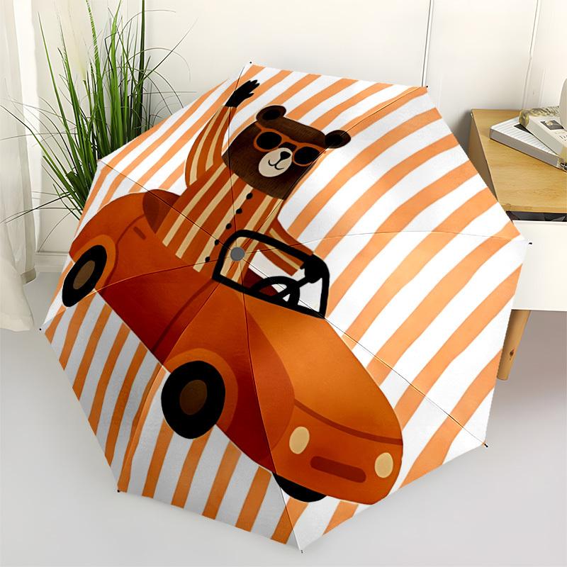 

1pc Bear Car Automatic Opening/Closing Folding Umbrella with 8 Ribs, Plastic Handle, Windproof Portable Sunshade Umbrella yy251222227