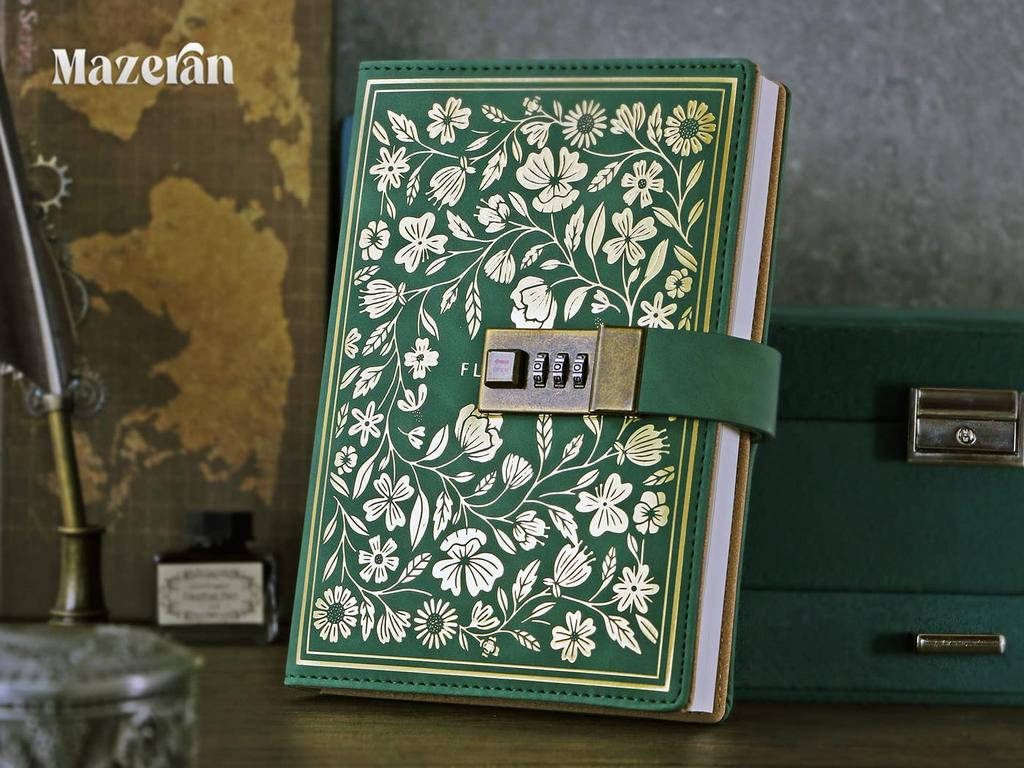 Mazeran Notebook with PU Leather Dial Lock Notebook Travel Retro B6 Lock Lined Elegant Notebook Secret Lock Organization Stationery School Supplies