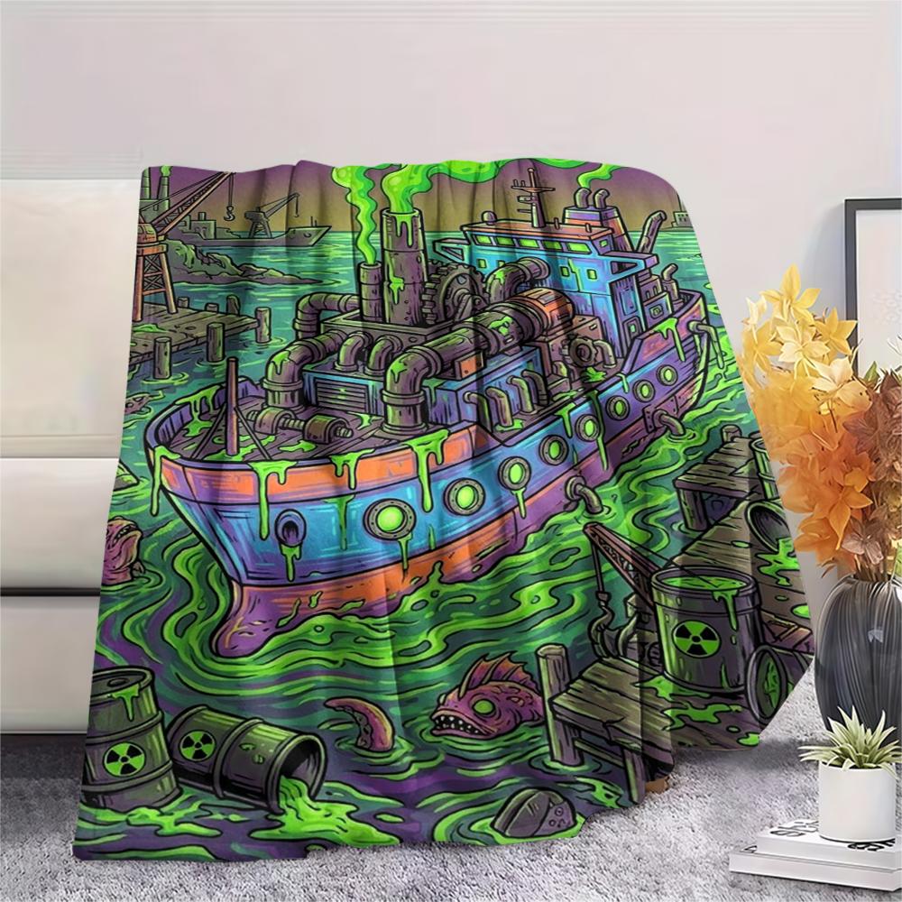 Manta de Franela Estampada para Vehículos de Transporte de Ácidos, Alta Calidad, Cómoda para Todas las Estaciones, Decoración del Hogar, Calidez y Comodidad, Perfecta para Regalos de Navidad