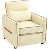 Living Room Armchair Upholstered In Synthetic Leather Relax Armchair with Thick Padded Armrests for Bedroom Beige