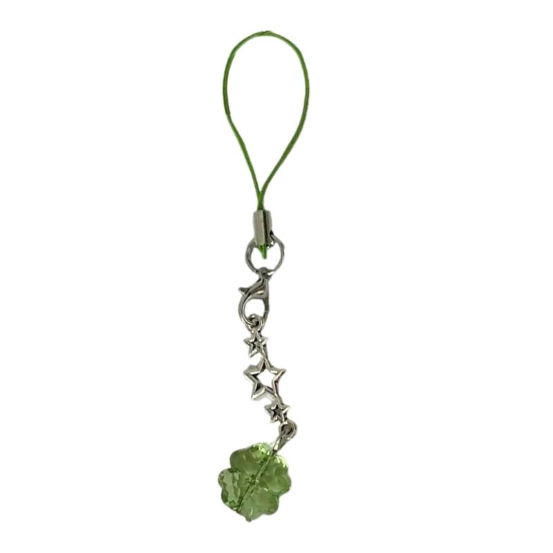 Cute Crystal Clovers Charm Phone Chain Elegant Crystal Four Leaf Clovers Phone Strap Accessory Versatile Phone Lanyard