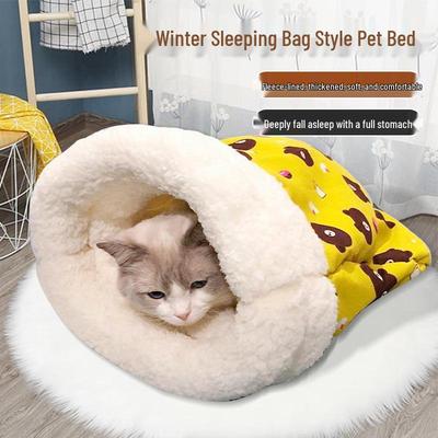 Cozy Tunnel Style Pet Bed for Cats and Dogs - Warm Winter Sleeping Bag for Deep Sleep