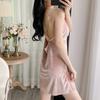Women’s Autumn Winter Pleuche Nightgown with Built-In Bra Lace Trim Camisole Sleep Dress Sexy Loungewear