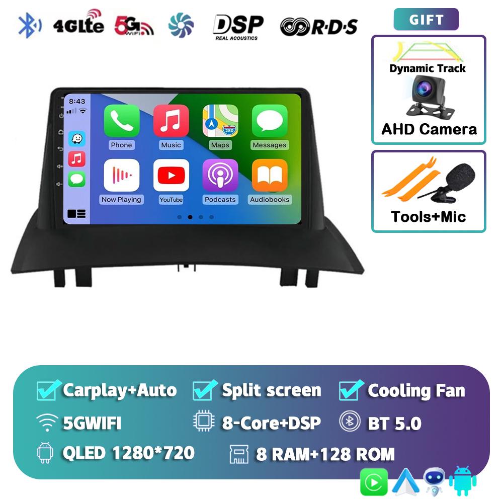 Android 14 Carplay Auto WIFI+4G Car Radio For Renault Megane 2 2002-2009 Multimedia Video Player 2Din 2din DVD Navigation GPS BT