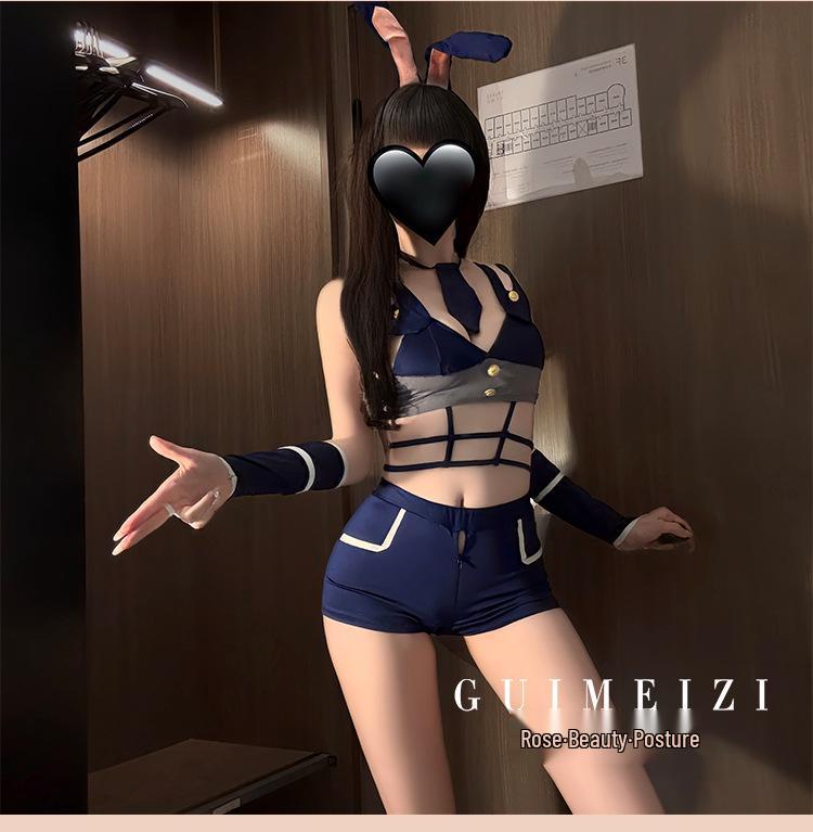 Bunny Investigator Cosplay Lingerie: Temptation Open Crotch Sleepwear Set